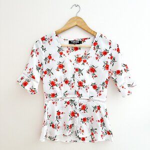 Fashion Union Floral Fitted Button-up Feminine Blouse Size 2